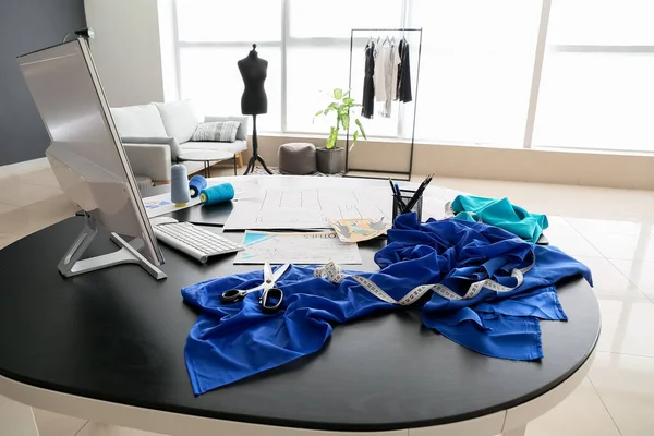 Stylish Interior Fashion Designer Workplace — Stock Photo, Image