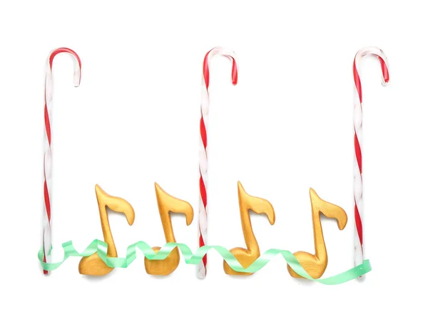 Music Notes Christmas Decor Isolated White Background — Stock Photo, Image