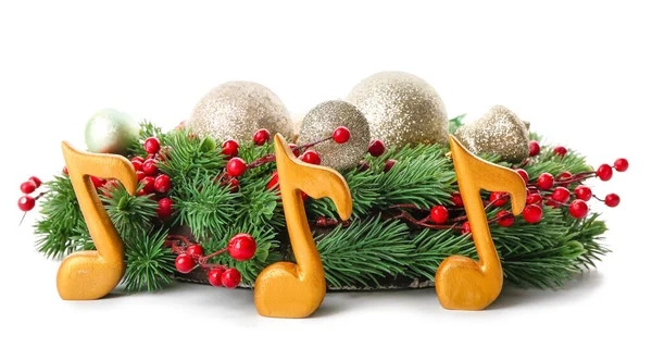 Music Notes Christmas Decor Isolated White Background — Stock Photo, Image