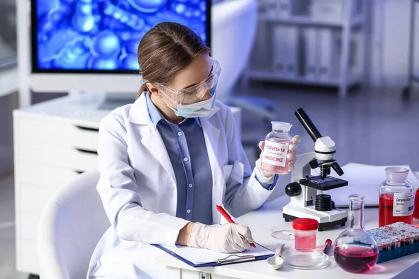 Scientist Developing Covid Vaccine Laboratory — Stock Photo, Image