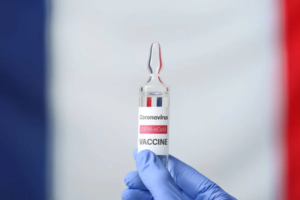 Doctor Hand Covid Vaccine Flag France — Stock Photo, Image