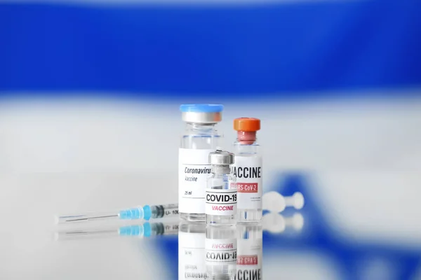 Covid Vaccines Flag Israel — Stock Photo, Image