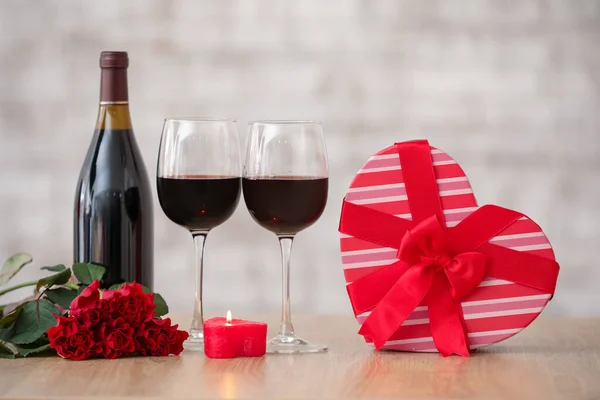 Beautiful Composition Valentine Day Table — Stock Photo, Image