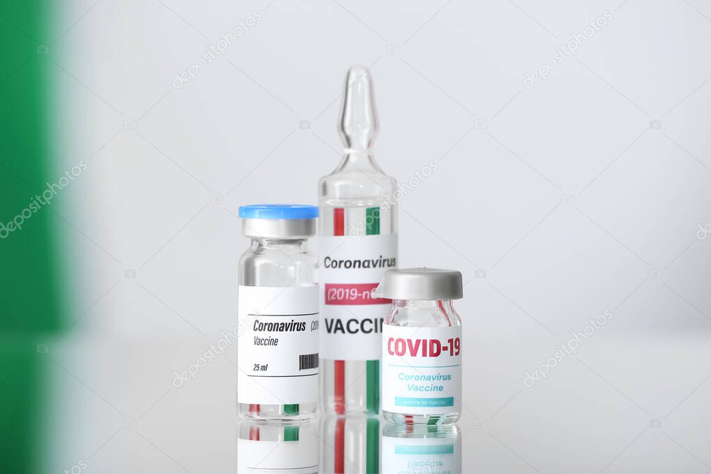 COVID-19 vaccines against flag of Italy