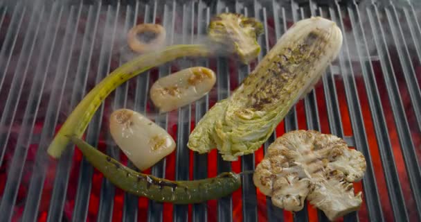 Kochen Von Frischem Gemüse Auf Dem Grill — Stockvideo