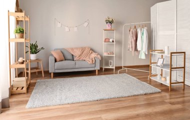 Kanepeli, şık bir oda.