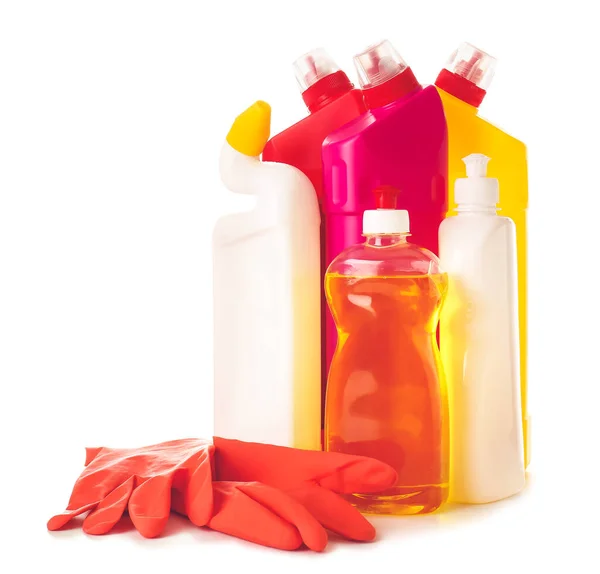 Set Cleaning Supplies White Background — Stock Photo, Image