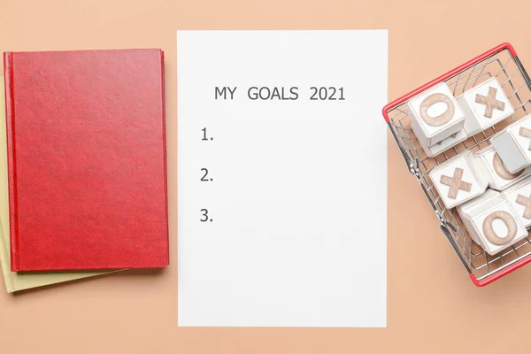 Empty List 2021 Year Notebooks Tick Tack Toe Game Color — Stock Photo, Image