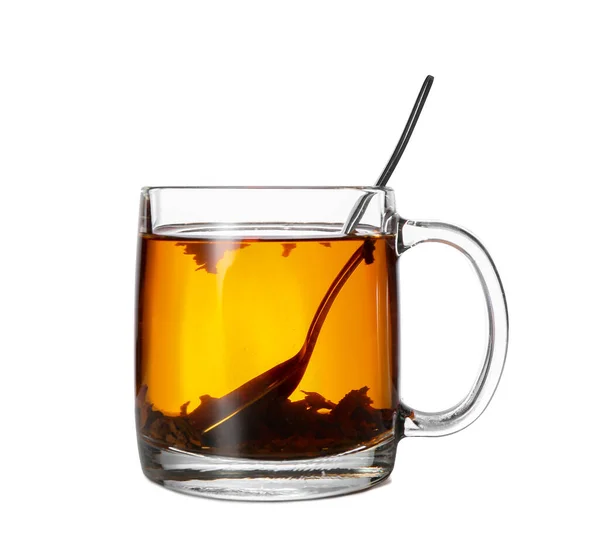Xícara Chá Aromático Quente Fundo Branco — Fotografia de Stock