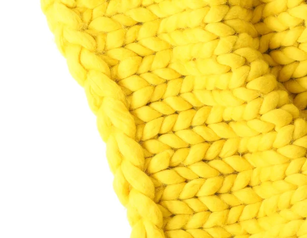 Yellow Knitted Plaid White Background — Stock Photo, Image