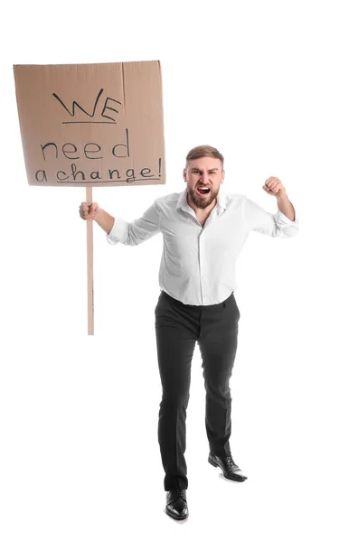 Protesting Young Man White Background Impeachment Concept — Stock Photo, Image