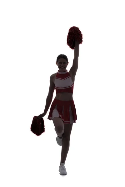 Silhouette Beautiful Cheerleader White Background — Stock Photo, Image