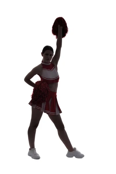 Silhouette Beautiful Cheerleader White Background — Stock Photo, Image