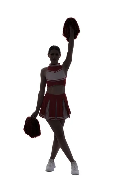 Silhuett Vackra Cheerleader Vit Bakgrund — Stockfoto