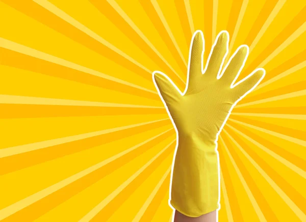 Hand Rubber Glove Color Background — Stock Photo, Image