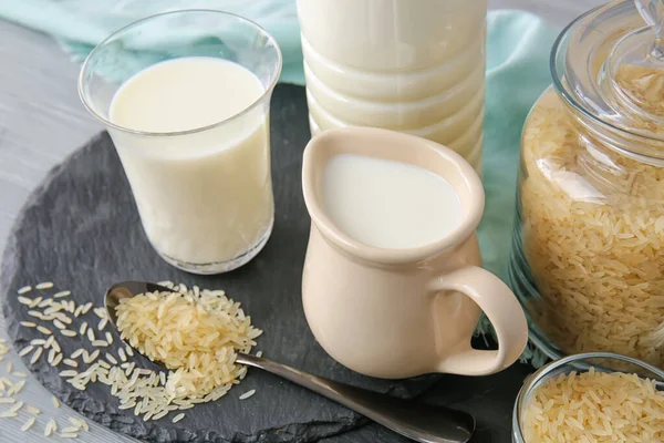 Gesunde Reismilch Auf Dem Tisch — Stockfoto