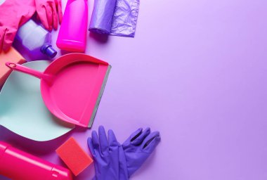 Renk arkaplanına temizleme malzemeleri