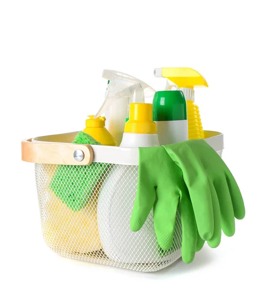 Set Cleaning Supplies White Background — Stock Photo, Image