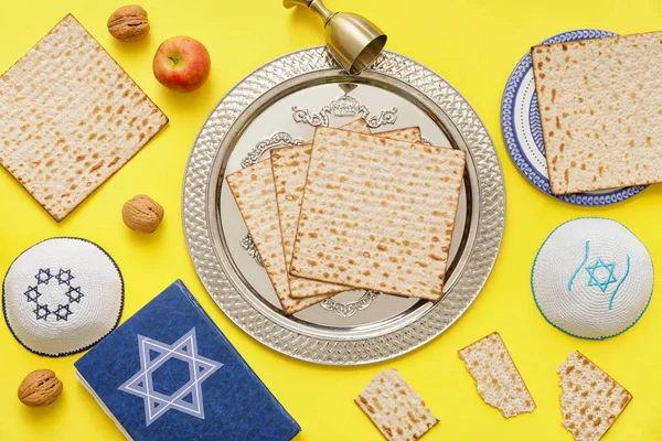 Festive Composition Passover Celebration Color Background — Stock Photo, Image