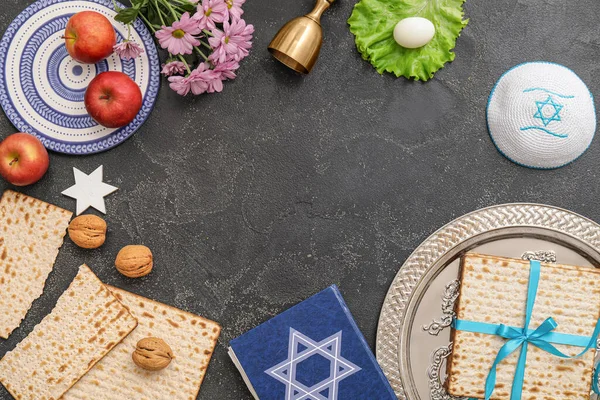 Festive Composition Passover Celebration Dark Background — Stock Photo, Image
