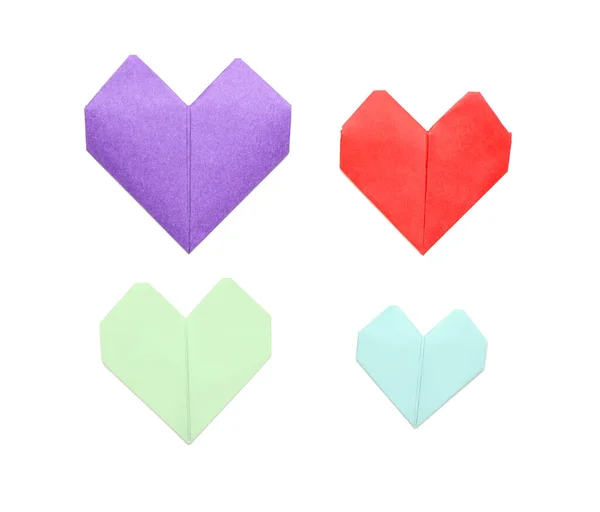 Origami Hearts White Background — Stock Photo, Image