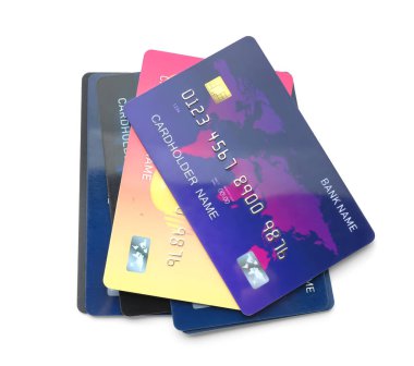 Beyaz arkaplanda kredi kartları