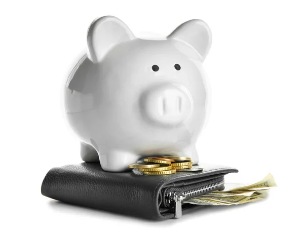 Piggy Bank Money Wallet White Background — Stock Photo, Image