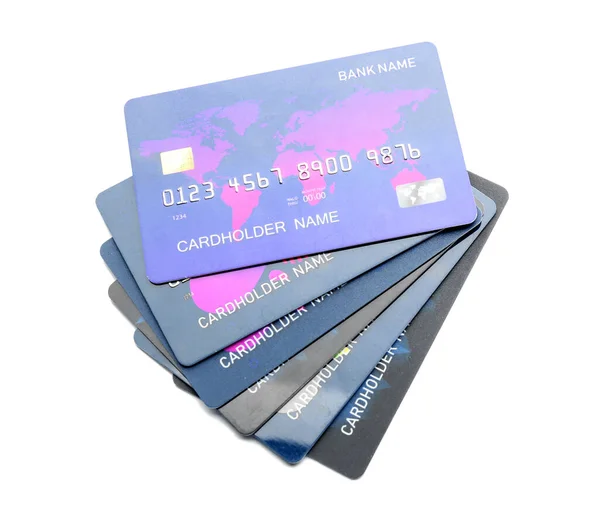 Beyaz Arkaplanda Kredi Kartları — Stok fotoğraf