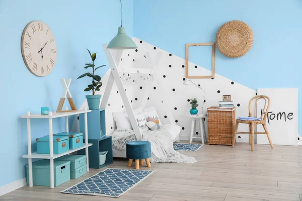 Modern Gyermekszoba Belseje Kényelmes Ággyal — Stock Fotó