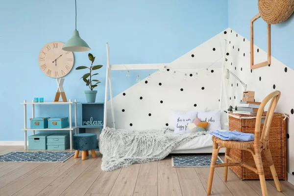 Interior Modern Children Room Comfortable Bed — Stock Photo, Image