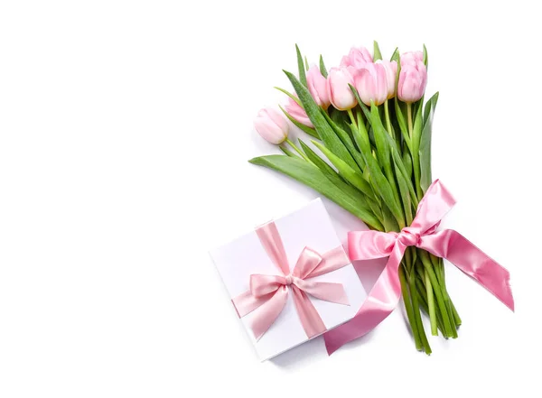 Bouquet Beautiful Flowers Gift White Background — Stock Photo, Image