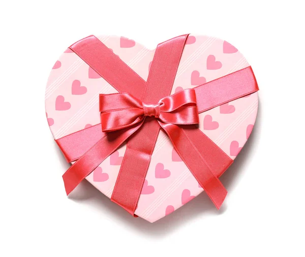 Gift Box Shape Heart White Background — Stock Photo, Image