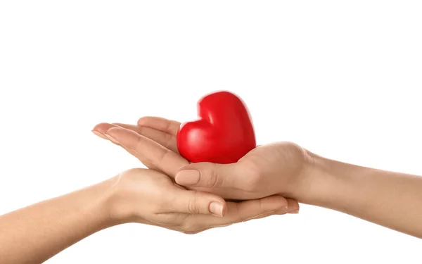 Hands Red Heart White Background — Stock Photo, Image
