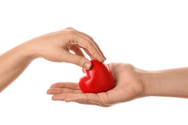 Hands Red Heart White Background — Stock Photo, Image