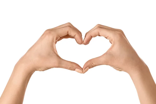 Hands Making Heart White Background — Stock Photo, Image