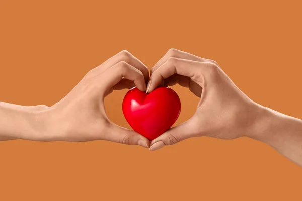 Hands Red Heart Color Background — Stock Photo, Image