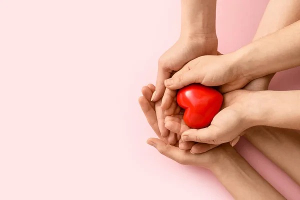 Hands Red Heart Color Background — Stock Photo, Image