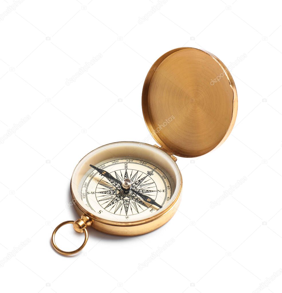 Vintage compass on white background