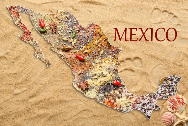 Country Mexico Made Spices Beach Sand — Stock Photo, Image