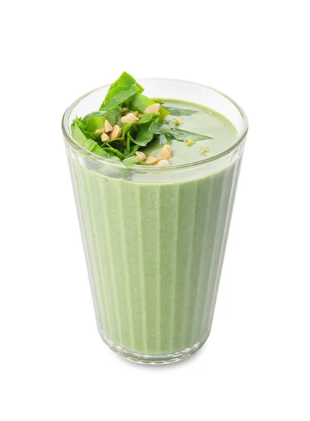 Glass Healthy Spinach Smoothie White Background — Stock Photo, Image