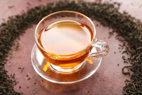 Xícara Chá Preto Quente Mesa — Fotografia de Stock