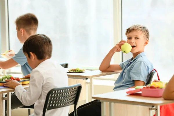 Allievi Che Pranzano Sani Classe — Foto Stock