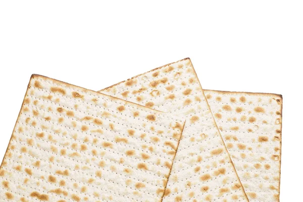 Joodse Platbrood Matza Voor Pascha Witte Achtergrond — Stockfoto