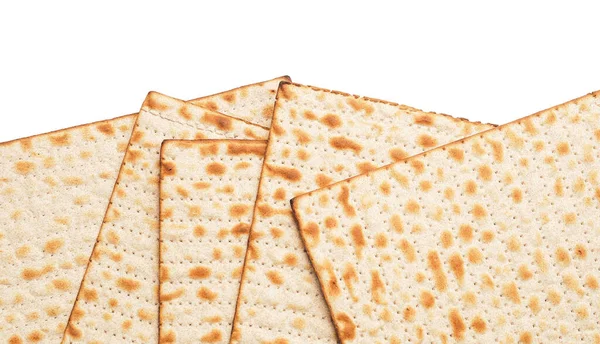 Judisk Tunnbröd Matza För Påsk Vit Bakgrund — Stockfoto