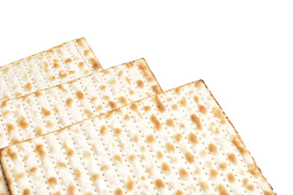 Joodse Platbrood Matza Voor Pascha Witte Achtergrond — Stockfoto