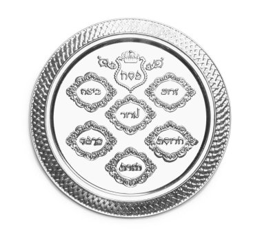 Passover Seder plate on white background clipart