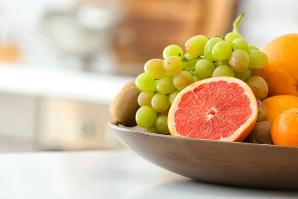 Plate Different Fruits Kitchen Table — Stock Photo, Image