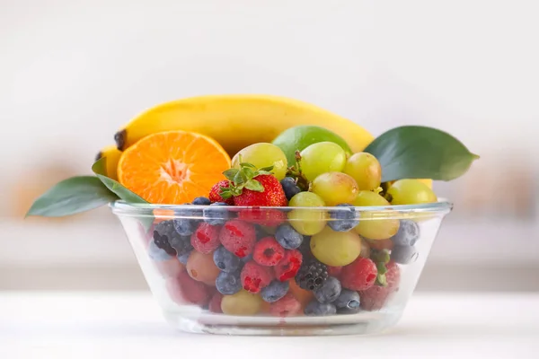Bowl Different Fruits Berries Table — Stock Photo, Image