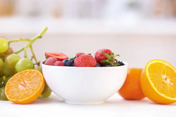 Bowl Different Berries Fruits Table — Stock Photo, Image