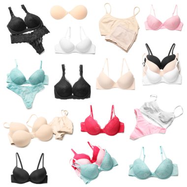 Beyaz arka planda şık kadın iç çamaşırları.